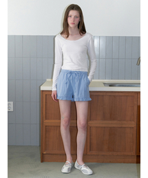 frill cotton shorts - blue