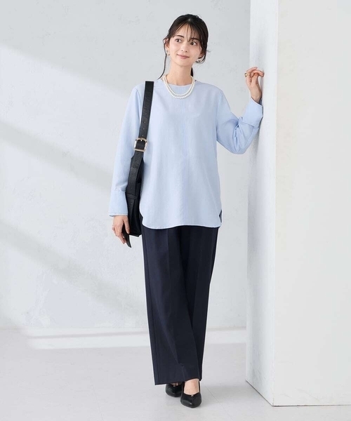 a.v.v(アーヴェヴェ)の「ノーカラーカフスブラウス(シャツ/ブラウス・レディース・ダークインディゴブルー/アイボリー・36/38/40)」の14枚目の写真