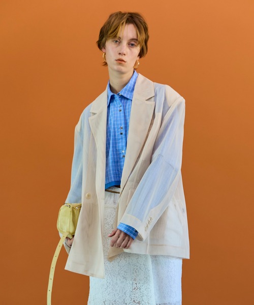 MAISON SPECIAL（メゾンスペシャル）の「Sheer Over Jacket/シアーオーバージャケット（テーラードジャケット・レディース・ブラック/マルチ/ホワイト・FREE）」の10枚目の写真