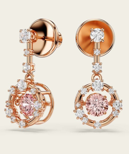 SWAROVSKI(スワロフスキー)の「【公式】【スワロフスキー】Constella ドロップピアス, ラウンドカット, ダンシングストーン, ピンク, ローズゴールドトーン・プレーティング(ピアス(両耳用)・レディース・ピンク・ONE SIZE)」の3枚目の写真
