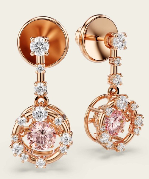 SWAROVSKI(スワロフスキー)の「【公式】【スワロフスキー】Constella ドロップピアス, ラウンドカット, ダンシングストーン, ピンク, ローズゴールドトーン・プレーティング(ピアス(両耳用)・レディース・ピンク・ONE SIZE)」の4枚目の写真