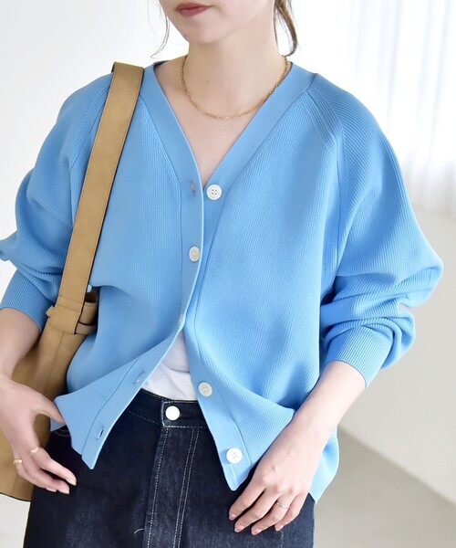 quaranciel:〈手洗い可能〉アゼ Vネック コンパクト ニット