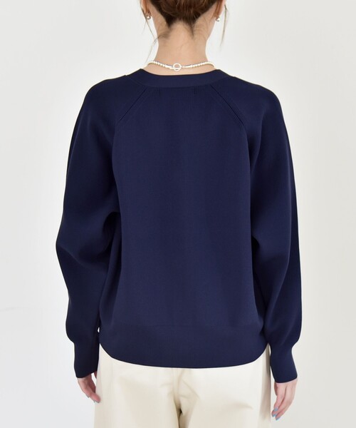 quaranciel:〈手洗い可能〉アゼ Vネック コンパクト ニット