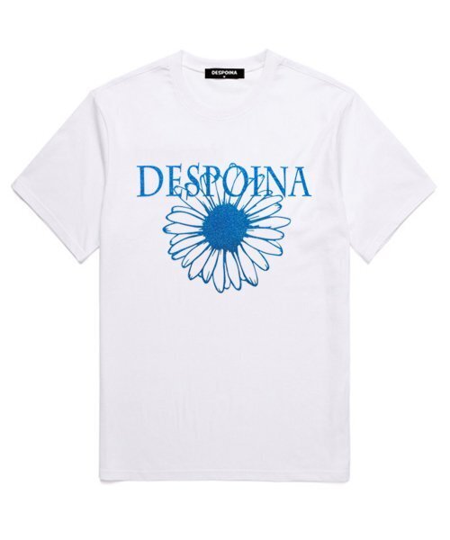 OUSE(オウズ)の「グリッターフラワー半袖Tシャツ (DPTS002) ホワイト/S.ブルー(Tシャツ/カットソー・レディース・その他・SMALL/MEDIUM/LARGE/X-LARGE/XX-LARGE)」の1枚目の写真