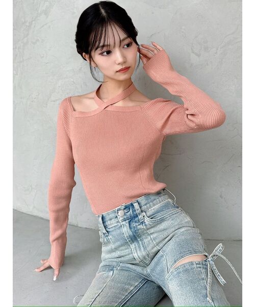 RESEXXY（リゼクシー）の「フロントクロスリブニットプルオーバー（ニット/セーター・レディース・ホワイト/オレンジ/ブラック・FREE）」の17枚目の写真