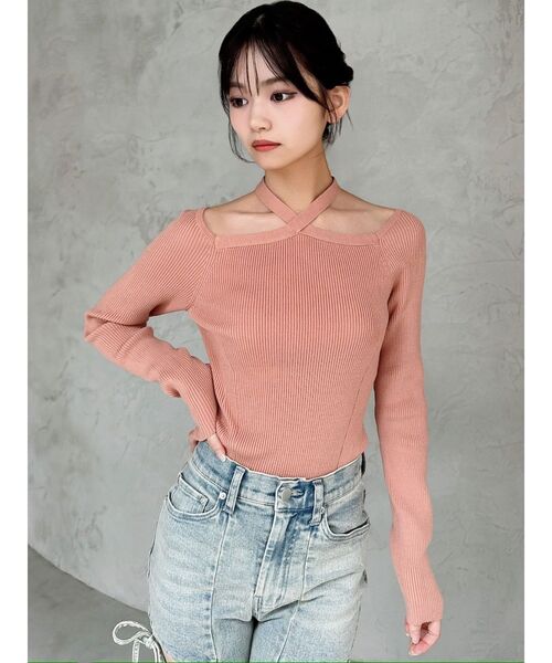 RESEXXY（リゼクシー）の「フロントクロスリブニットプルオーバー（ニット/セーター・レディース・ホワイト/オレンジ/ブラック・FREE）」の5枚目の写真