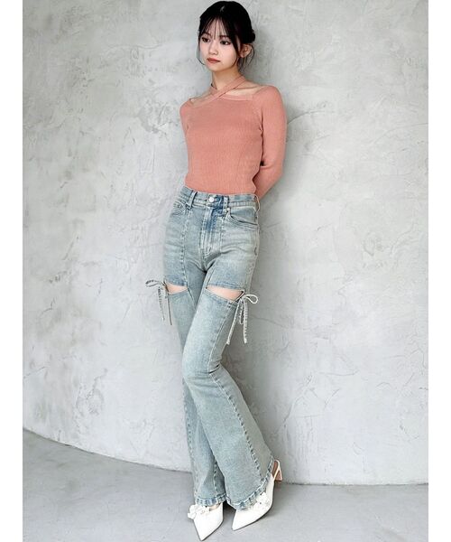 RESEXXY（リゼクシー）の「フロントクロスリブニットプルオーバー（ニット/セーター・レディース・ホワイト/オレンジ/ブラック・FREE）」の18枚目の写真