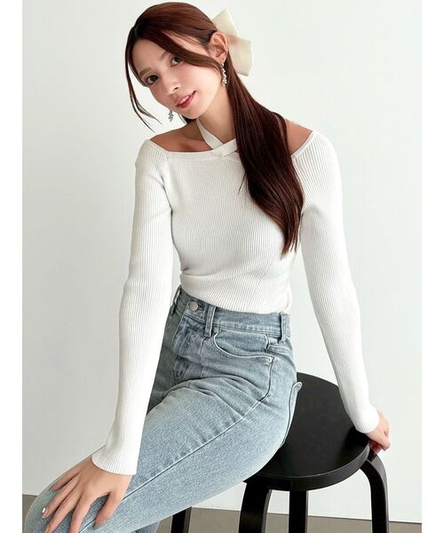 RESEXXY（リゼクシー）の「フロントクロスリブニットプルオーバー（ニット/セーター・レディース・ホワイト/オレンジ/ブラック・FREE）」の20枚目の写真