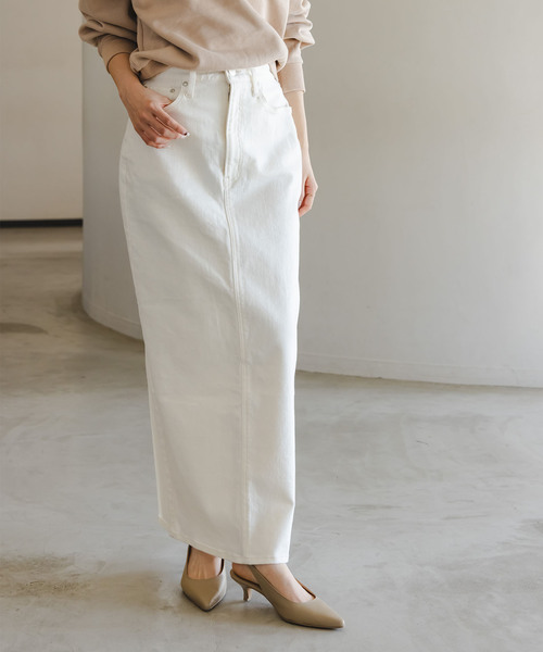 NEEDBY heritage(ニードバイヘリテージ)の「《追加・NOBLE別注》NEED by heritage/ニードバイ ヘリテージ RINA(デニムスカート・レディース・ホワイト/ブルー・23/24/25/26)」の2枚目の写真