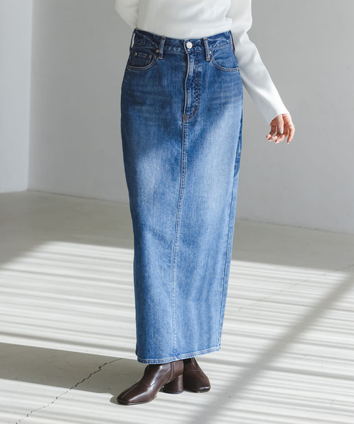 NEEDBY heritage(ニードバイヘリテージ)の「《追加・NOBLE別注》NEED by heritage/ニードバイ ヘリテージ RINA(デニムスカート・レディース・ホワイト/ブルー・23/24/25/26)」の1枚目の写真