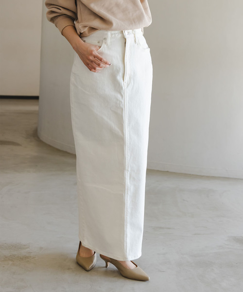 NEEDBY heritage(ニードバイヘリテージ)の「《追加・NOBLE別注》NEED by heritage/ニードバイ ヘリテージ RINA(デニムスカート・レディース・ホワイト/ブルー・23/24/25/26)」の3枚目の写真