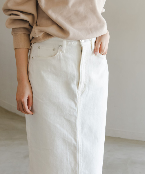 NEEDBY heritage(ニードバイヘリテージ)の「《追加・NOBLE別注》NEED by heritage/ニードバイ ヘリテージ RINA(デニムスカート・レディース・ホワイト/ブルー・23/24/25/26)」の4枚目の写真