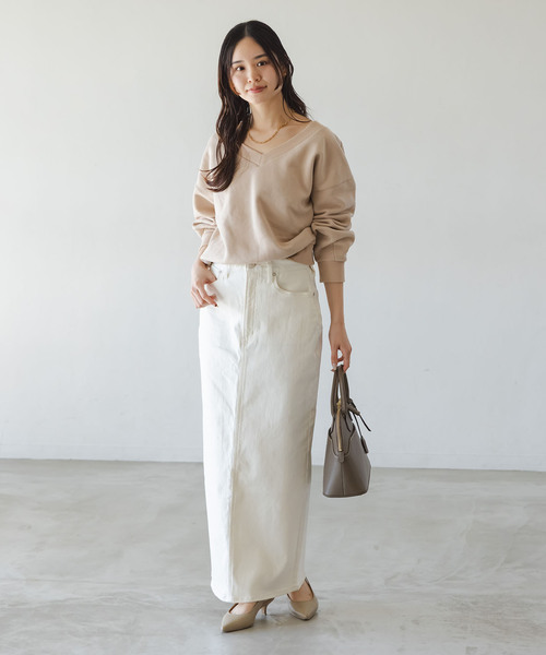 NEEDBY heritage(ニードバイヘリテージ)の「《追加・NOBLE別注》NEED by heritage/ニードバイ ヘリテージ RINA(デニムスカート・レディース・ホワイト/ブルー・23/24/25/26)」の6枚目の写真