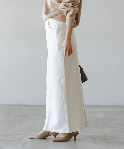 NEEDBY heritage(ニードバイヘリテージ)の「《追加・NOBLE別注》NEED by heritage/ニードバイ ヘリテージ RINA(デニムスカート・レディース・ホワイト/ブルー・23/24/25/26)」の9枚目の写真