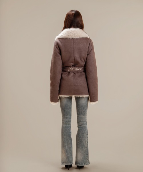 silent(and)（サイレントアンド）の「Velvet BonBon Coat(Long)（ムートンコート・レディース・ベージュ/ブラウン・LONG）」の3枚目の写真