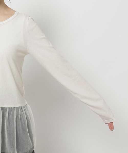 niko and...(ニコアンド)の「チュールペプラムインナーTシャツ(Tシャツ/カットソー・レディース・グレー/オフホワイト・LARGE/MEDIUM)」の12枚目の写真