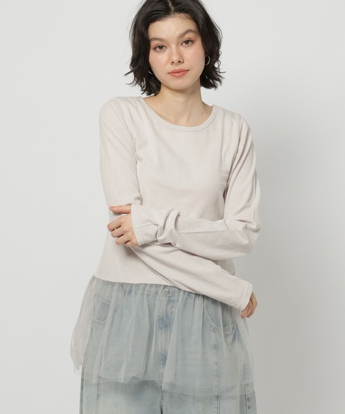 niko and...(ニコアンド)の「チュールペプラムインナーTシャツ(Tシャツ/カットソー・レディース・グレー/オフホワイト・LARGE/MEDIUM)」の5枚目の写真