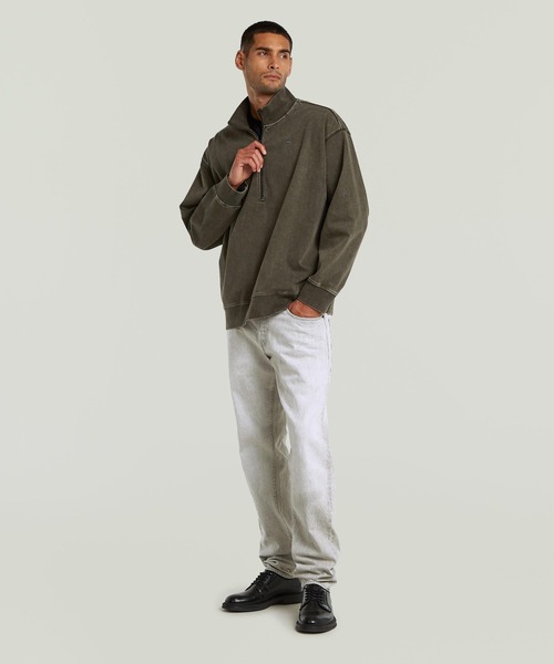 G-STAR(ジースター)の「Washed HB Relaxed Half Zip Sweater/ヴィンテージライクウォッシュ加工リラックスハーフジップスウェット/スタンドカラートレーナー(スウェット・メンズ・ブラウン系その他・LARGE/MEDIUM/SMALL/X-LARGE/X-SMALL)」の1枚目の写真