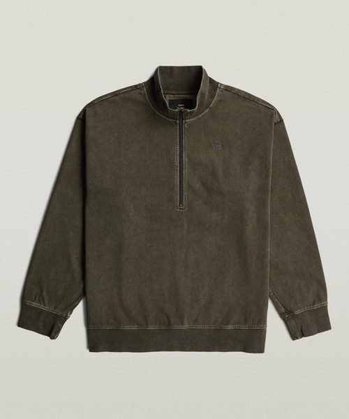 G-STAR(ジースター)の「Washed HB Relaxed Half Zip Sweater/ヴィンテージライクウォッシュ加工リラックスハーフジップスウェット/スタンドカラートレーナー(スウェット・メンズ・ブラウン系その他・LARGE/MEDIUM/SMALL/X-LARGE/X-SMALL)」の6枚目の写真