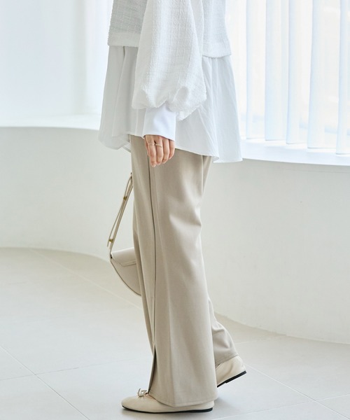 LAVEANGE（ラビアンジェ）の「【好機能シリーズ】接触冷感・吸水速乾｜ツイストスリット美脚パンツ（その他パンツ・レディース・ベージュ/ネイビー/ブラック・4L/3L/LL/M/5L）」の6枚目の写真