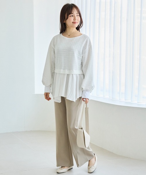 LAVEANGE（ラビアンジェ）の「【好機能シリーズ】接触冷感・吸水速乾｜ツイストスリット美脚パンツ（その他パンツ・レディース・ベージュ/ネイビー/ブラック・4L/3L/LL/M/5L）」の8枚目の写真