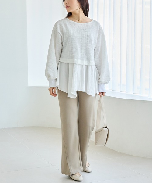 LAVEANGE（ラビアンジェ）の「【好機能シリーズ】接触冷感・吸水速乾｜ツイストスリット美脚パンツ（その他パンツ・レディース・ベージュ/ネイビー/ブラック・4L/3L/LL/M/5L）」の9枚目の写真