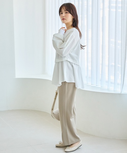 LAVEANGE（ラビアンジェ）の「【好機能シリーズ】接触冷感・吸水速乾｜ツイストスリット美脚パンツ（その他パンツ・レディース・ベージュ/ネイビー/ブラック・4L/3L/LL/M/5L）」の10枚目の写真