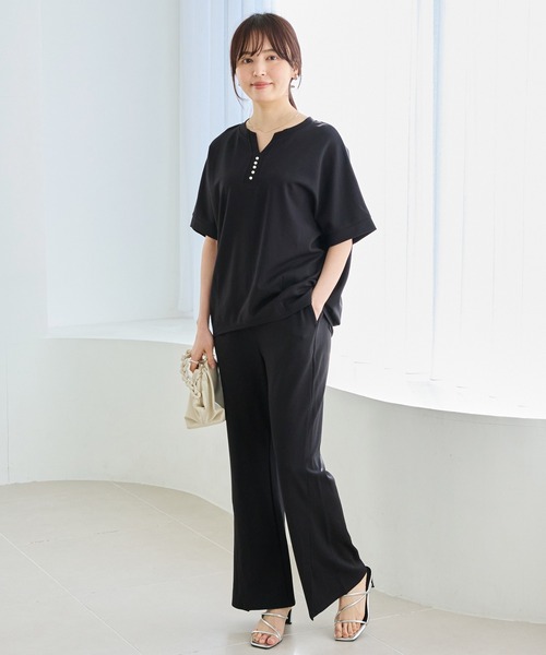 LAVEANGE（ラビアンジェ）の「【好機能シリーズ】接触冷感・吸水速乾｜ツイストスリット美脚パンツ（その他パンツ・レディース・ベージュ/ネイビー/ブラック・4L/3L/LL/M/5L）」の17枚目の写真