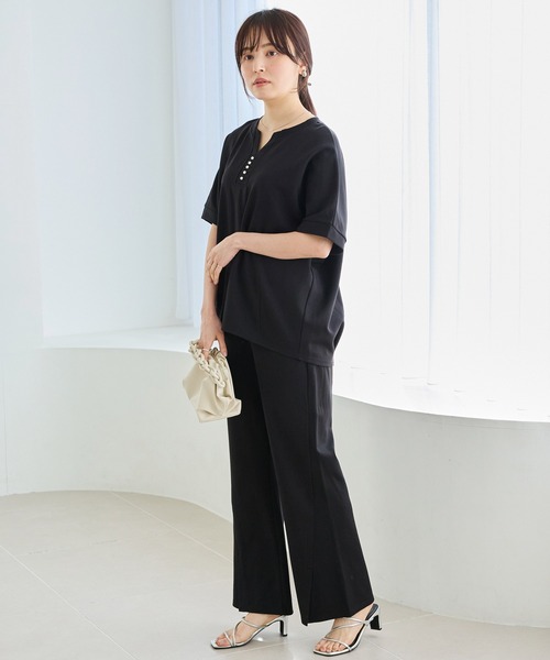 LAVEANGE（ラビアンジェ）の「【好機能シリーズ】接触冷感・吸水速乾｜ツイストスリット美脚パンツ（その他パンツ・レディース・ベージュ/ネイビー/ブラック・4L/3L/LL/M/5L）」の18枚目の写真