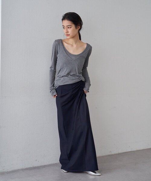 SHENERY(シーナリー)の「サイドギャザースカート(スカート・レディース・グレー/ネイビー・38/36)」の17枚目の写真