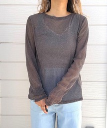 Q | ラメシアーカットソー(Tシャツ/カットソー)