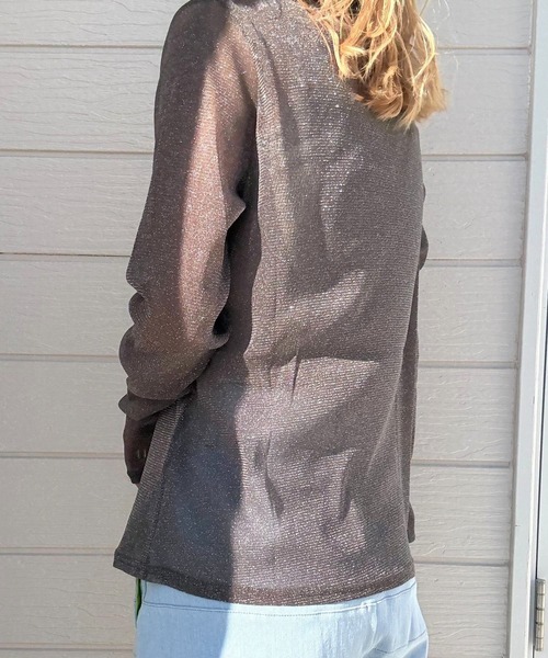 Q（キュー）の「ラメシアーカットソー（Tシャツ/カットソー・レディース・チャコールグレー/ベビーピンク・MEDIUM）」の10枚目の写真