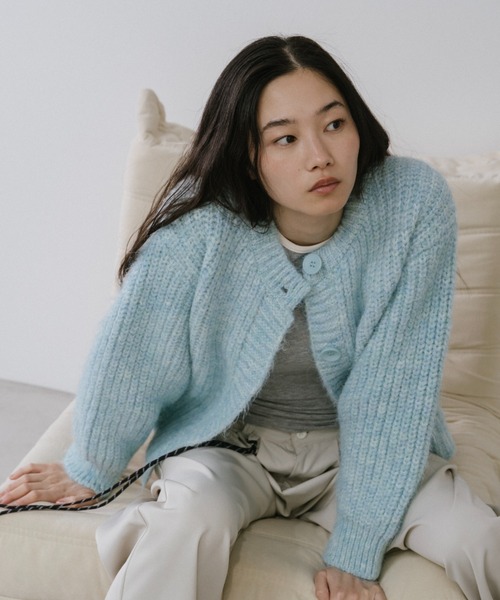 duei(デュイ)の「ミックスニットカーディガン(カーディガン/ボレロ・レディース・ライトブルー/ピンク/グレー・FREE)」の1枚目の写真