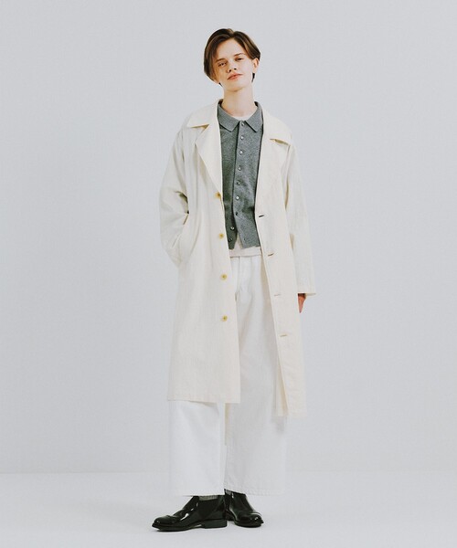 BEAMS BOY（ビームスボーイ）の「コットン リネン ビッグ コート（ステンカラーコート・レディース・ナチュラル/ネイビー・0/1）」の2枚目の写真