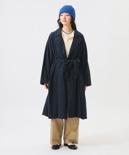 BEAMS BOY（ビームスボーイ）の「コットン リネン ビッグ コート（ステンカラーコート・レディース・ナチュラル/ネイビー・0/1）」の4枚目の写真