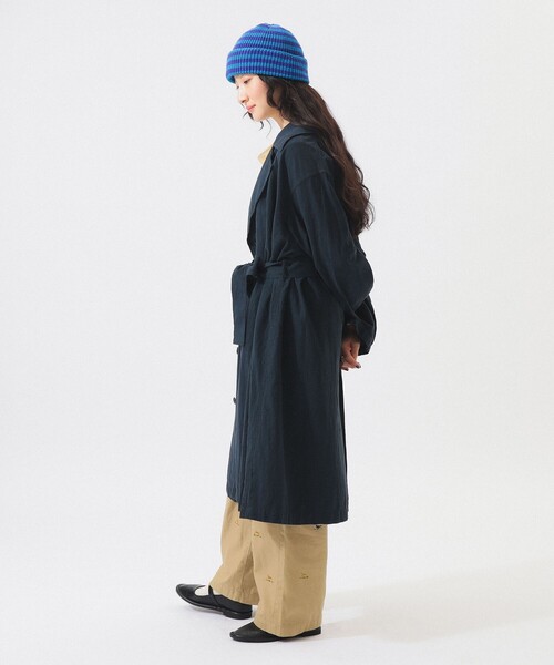 BEAMS BOY（ビームスボーイ）の「コットン リネン ビッグ コート（ステンカラーコート・レディース・ナチュラル/ネイビー・0/1）」の5枚目の写真