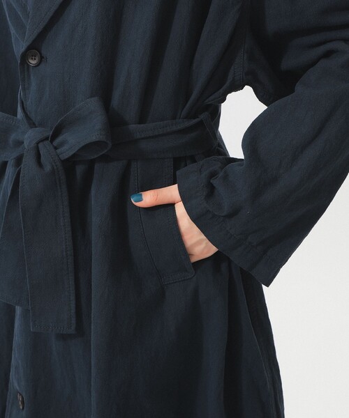 BEAMS BOY（ビームスボーイ）の「コットン リネン ビッグ コート（ステンカラーコート・レディース・ナチュラル/ネイビー・0/1）」の10枚目の写真