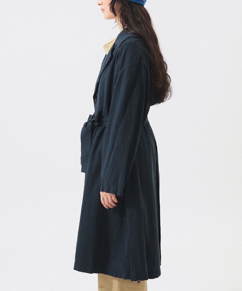 BEAMS BOY（ビームスボーイ）の「コットン リネン ビッグ コート（ステンカラーコート・レディース・ナチュラル/ネイビー・0/1）」の12枚目の写真