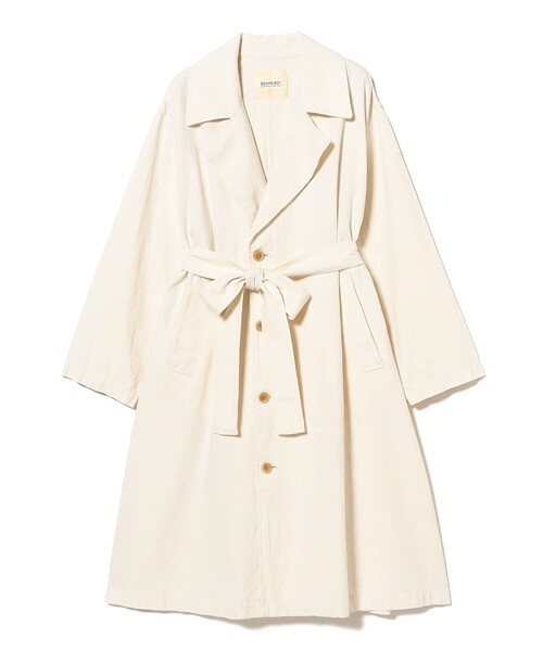BEAMS BOY（ビームスボーイ）の「コットン リネン ビッグ コート（ステンカラーコート・レディース・ナチュラル/ネイビー・0/1）」の15枚目の写真