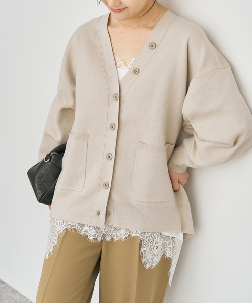 Spick & Span(スピックアンドスパン)の「ウォッシャブルコアスパンヤーンカーディガン(カーディガン/ボレロ・レディース・Red/ベージュ系その他/ホワイト・FREE)」の1枚目の写真