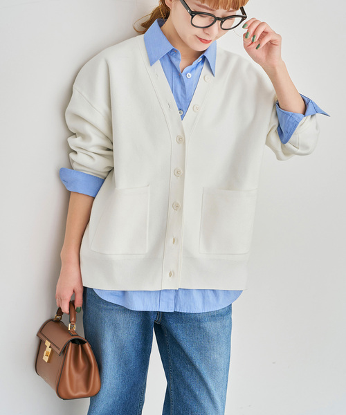 Spick & Span(スピックアンドスパン)の「ウォッシャブルコアスパンヤーンカーディガン(カーディガン/ボレロ・レディース・Red/ベージュ系その他/ホワイト・FREE)」の2枚目の写真