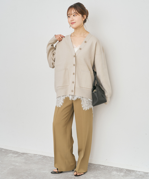 Spick & Span(スピックアンドスパン)の「ウォッシャブルコアスパンヤーンカーディガン(カーディガン/ボレロ・レディース・Red/ベージュ系その他/ホワイト・FREE)」の5枚目の写真