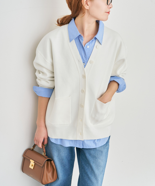 Spick & Span(スピックアンドスパン)の「ウォッシャブルコアスパンヤーンカーディガン(カーディガン/ボレロ・レディース・Red/ベージュ系その他/ホワイト・FREE)」の8枚目の写真