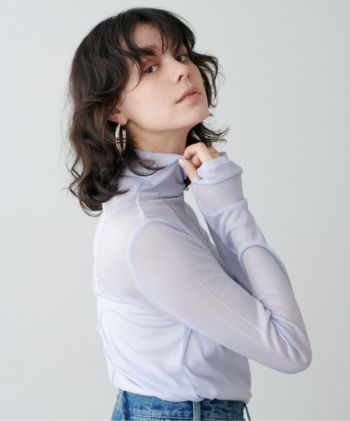 LARUTA(ラルータ)の「【LARUTA】シアバター加工シアータートルプルオーバー(Tシャツ/カットソー・レディース・オフホワイト/ブラック/サックスブルー/イエロー/ライトグレー・FREE)」の21枚目の写真