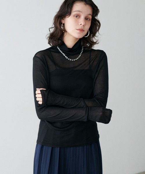 LARUTA(ラルータ)の「【LARUTA】シアバター加工シアータートルプルオーバー(Tシャツ/カットソー・レディース・オフホワイト/ブラック/サックスブルー/イエロー/ライトグレー・FREE)」の13枚目の写真