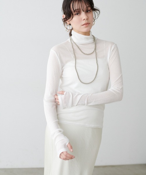 LARUTA(ラルータ)の「【LARUTA】シアバター加工シアータートルプルオーバー(Tシャツ/カットソー・レディース・オフホワイト/ブラック/サックスブルー/イエロー/ライトグレー・FREE)」の7枚目の写真