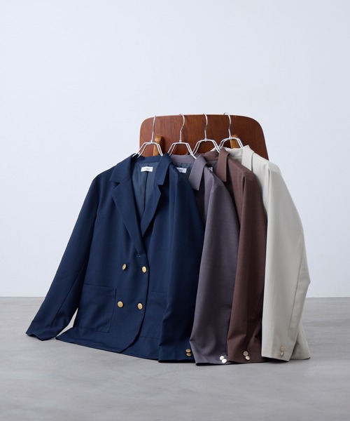 Aunely（オーネリー）の「【Aunely】すぐサラ UV ダブル テーラードジャケット＜YOSOOIシリーズ＞（テーラードジャケット・レディース・ブラウン/ネイビー/グレイッシュベージュ/グレー・S/M/L）」の19枚目の写真