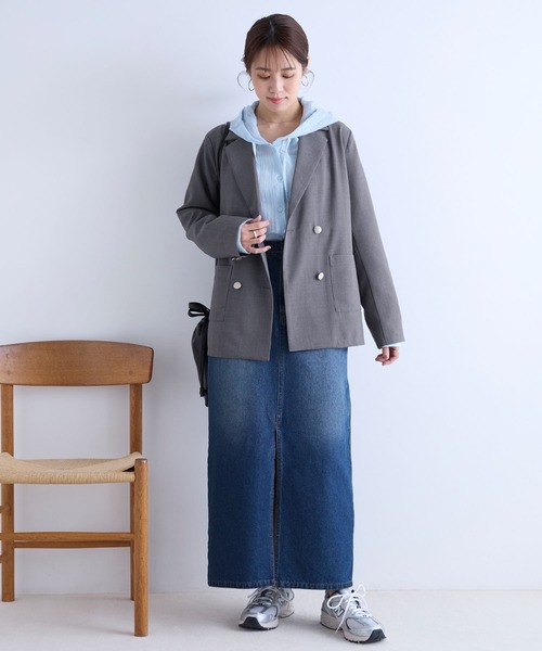 Aunely（オーネリー）の「【Aunely】すぐサラ UV ダブル テーラードジャケット＜YOSOOIシリーズ＞（テーラードジャケット・レディース・ブラウン/ネイビー/グレイッシュベージュ/グレー・S/M/L）」の8枚目の写真