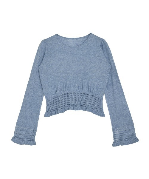 Ameri(アメリ)の「FLUFFY SHEER FRILL KNIT TOP(ニット/セーター・レディース・グレー/クリーム/ライトブルー・FREE)」の18枚目の写真