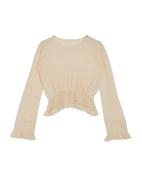 セール】FLUFFY SHEER FRILL KNIT TOP（ニット/セーター）｜Ameri